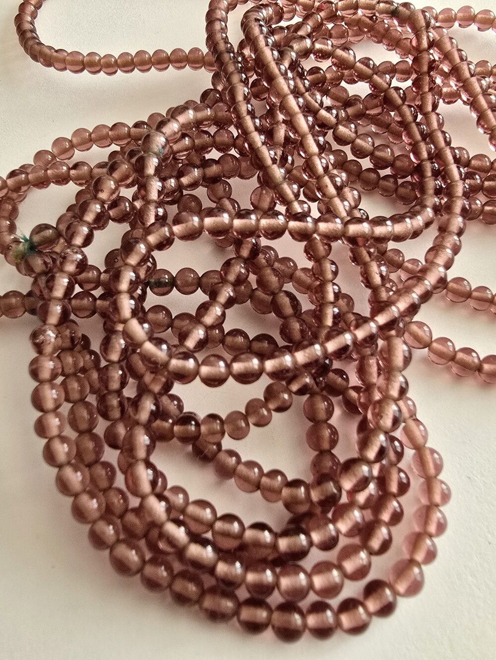 2 necklaces purple glass beads beaded long retro boho